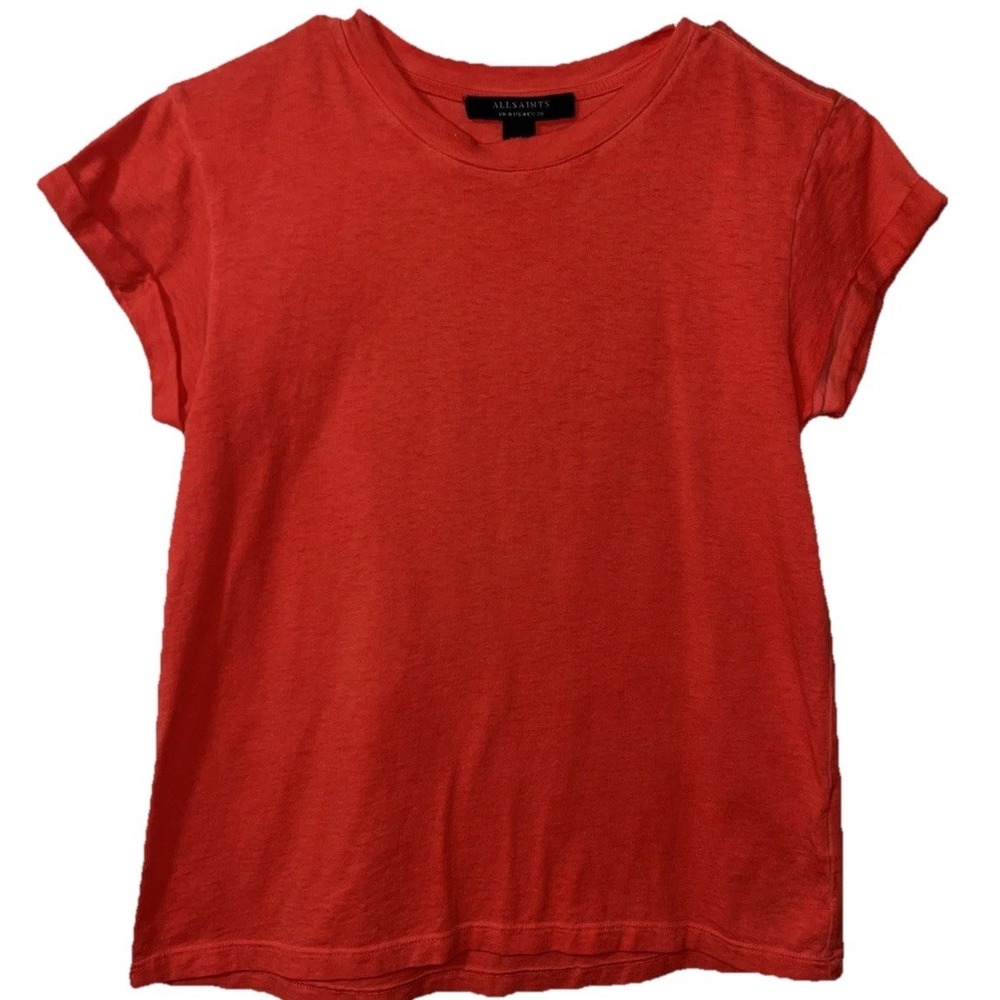 AllSaints Womens T-shirt 4 Anna Tee Red Short Cuff Sleeve Breathable Lightweight